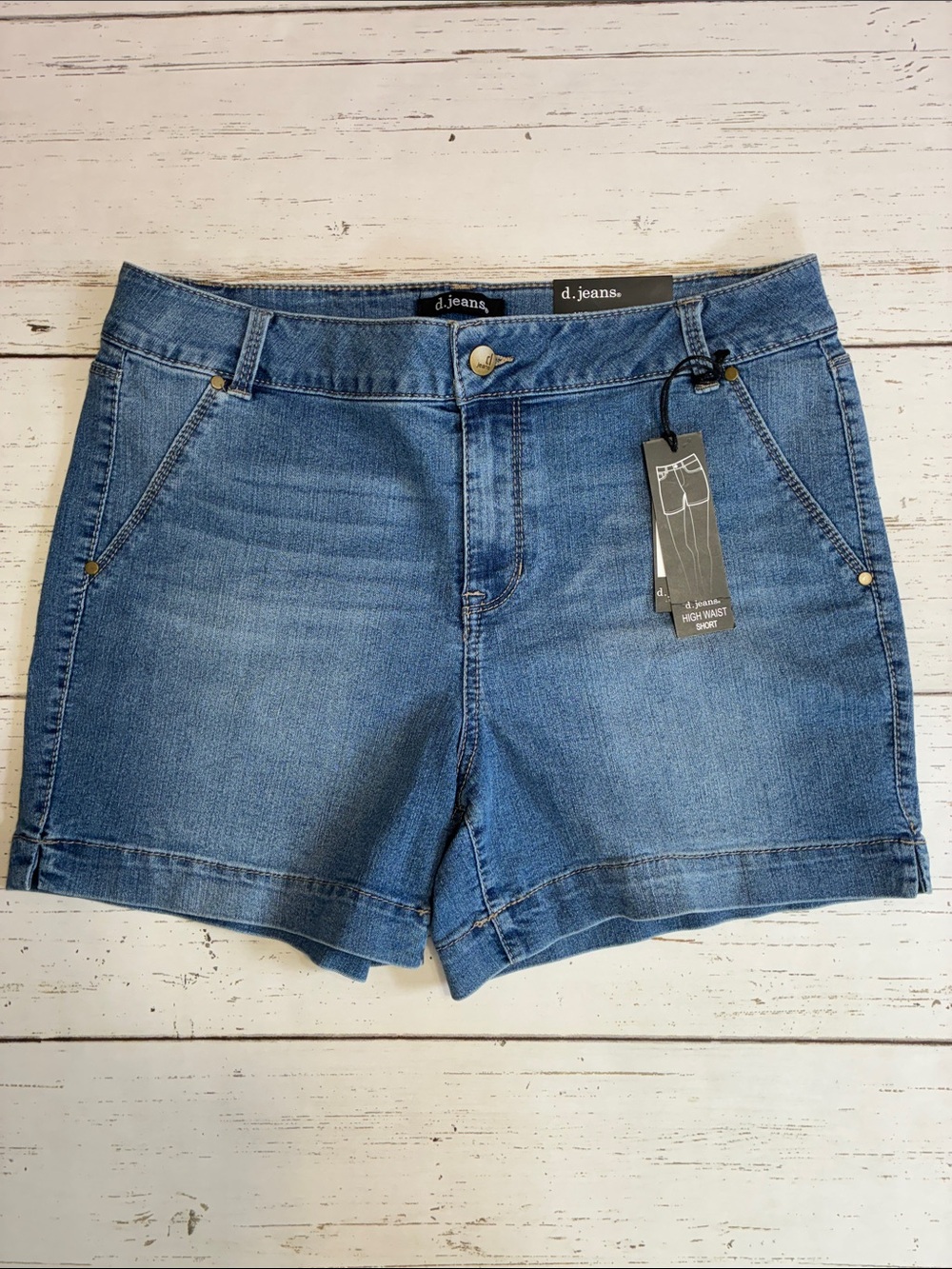 d. jeans Modern Fit High Waist Stretch Denim Shorts, size 14, NWT